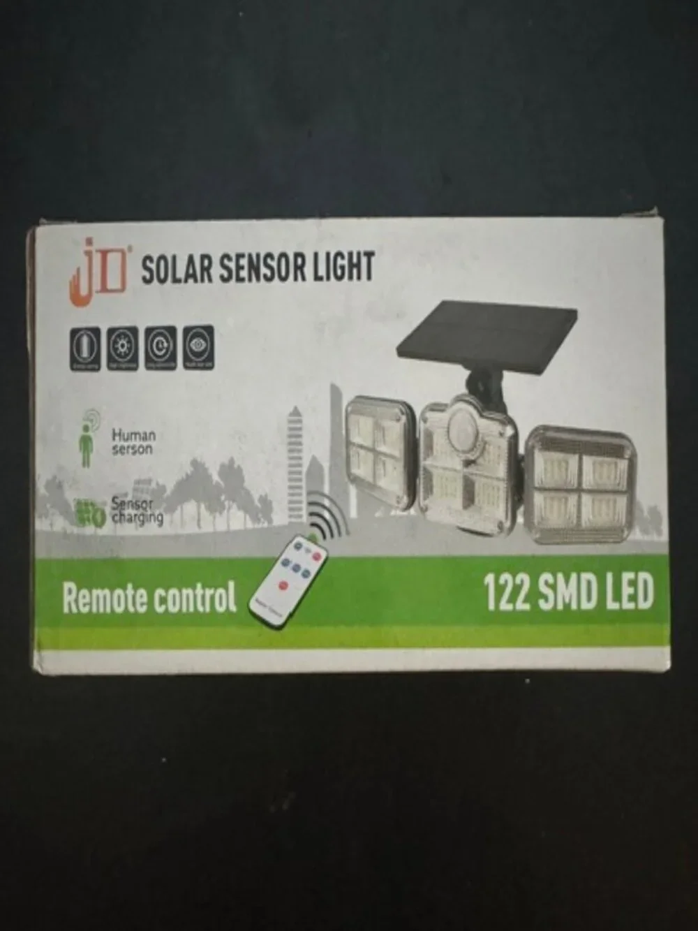 Solar Motion Sensor Light LED Outdoor Security Flood Light Remote Control NEW - Picture 1 of 6